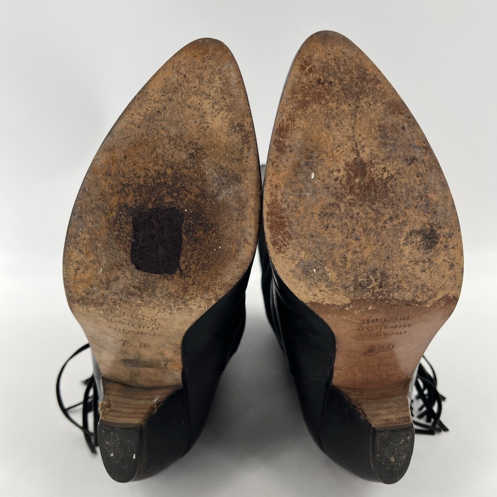 Rare Vintage Lenni Italian Leather Suede Calf Boots Fringe Heel‎ 7.5 Cowgirl - Picture 16 of 16